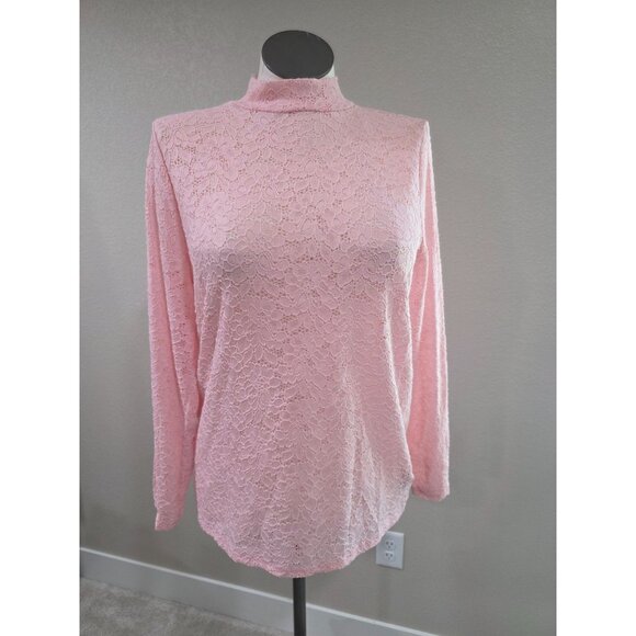 Pink Lace Long Sleeve Mock Neck Top Womens Size 2 Torrid New - Picture 1 of 5